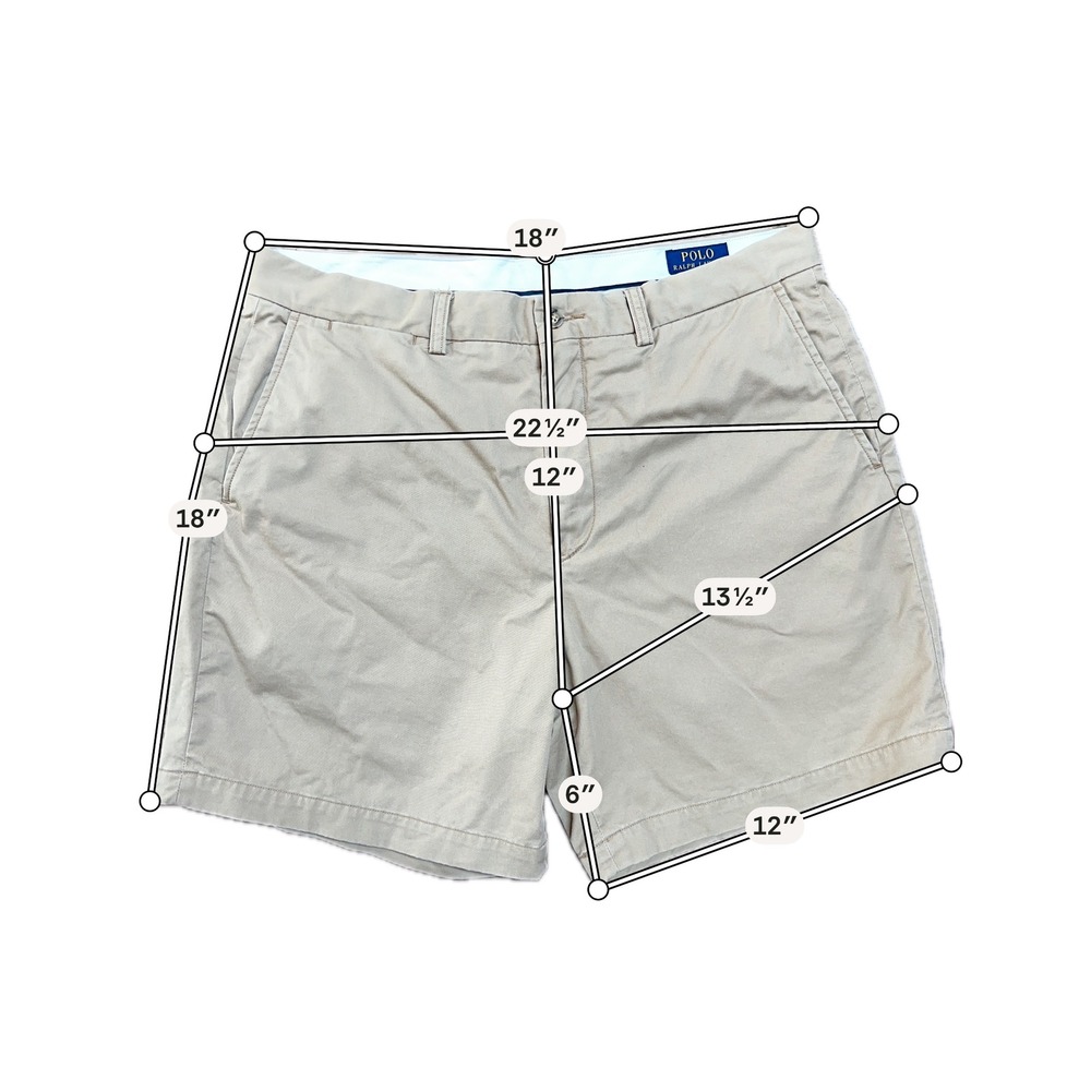 Polo Ralph Lauren Mens Stretch Classic Fit Chino Shorts Khaki Tan Size 35 Preppy - Picture 4 of 7
